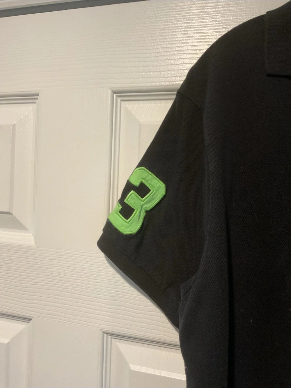 Polo Ralph Lauren Vintage Polo Shirt Black Neon Green Pony & Sleeve 3 Y2K sz XXL